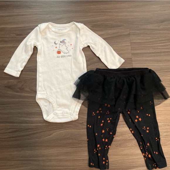 Carters Baby Girl Halloween Bodysuit and tutu Leggings Set size 6M - Picture 1 of 6
